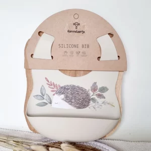 Igel Lätzchen aus Silikon - mit Auffangschale - Beige von Rammelaartje
