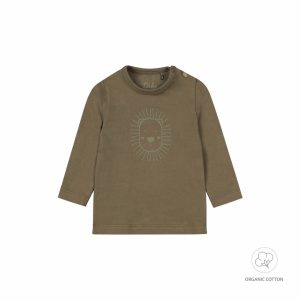 Dirkje Jungen Baby Bio Longsleeve grüner Löwe 