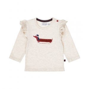 Dirkje Mädchen Longsleeve beige grau Dachshund