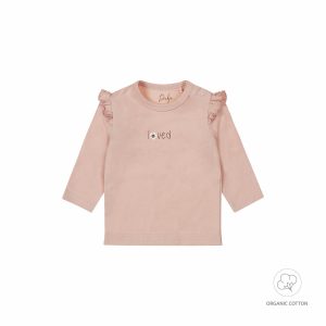 Dirkje Mädchen Baby Bio Longsleeve zartrosa Rüschen