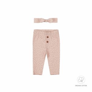 Dirkje Mädchen Baby Set Bio-Hose + Haarband zartrosa gepunktet