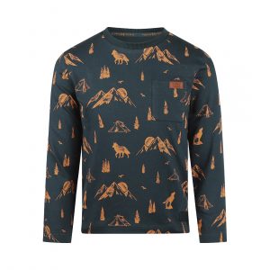 Koko Noko Jungen Langarmshirt Stahlblau mit Adventure Print