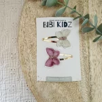 Bibi Kidz Haarclips Schmetterling Pink/Natur