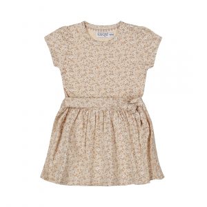 Dirkje Mädchen Kleid kurzarm beige Blumen