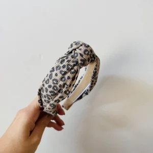Knoten-/Schleifen-Stirnband Leopard Dunkelbeige