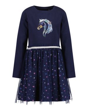 Blue Seven Mädchen-Tüllkleid mit Einhorn- und Herzendetails