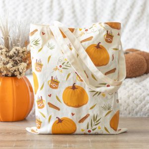 Herbsttage-Print-Tragetasche aus Polycotton