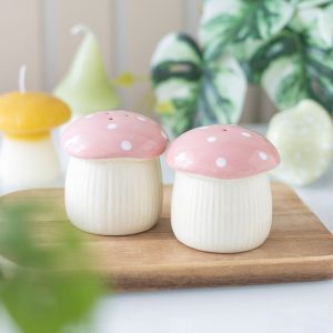 Salz- und Pfefferstreuer „Rosa Pilze“ – 2er-Set aus Keramik