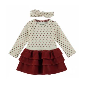 Dirkje Mädchen Set - Kleid + Haarband mit Herzchen