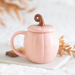 Rosa gewellte Kürbis-Tasse mit Deckel von Something Different