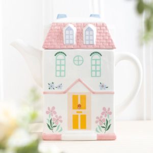 Pastellfarbene Teekanne „Märchenhaus“